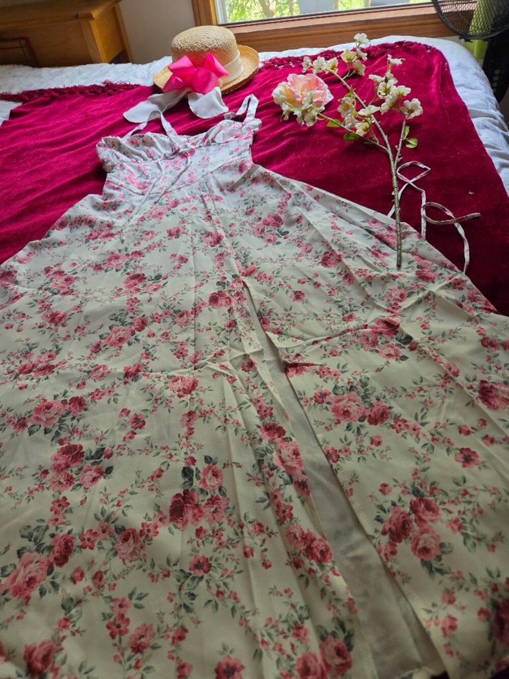 STUNNING FOR THE ROSES CORSET DRESS MAXI SZ S-M - Picture 7 of 7